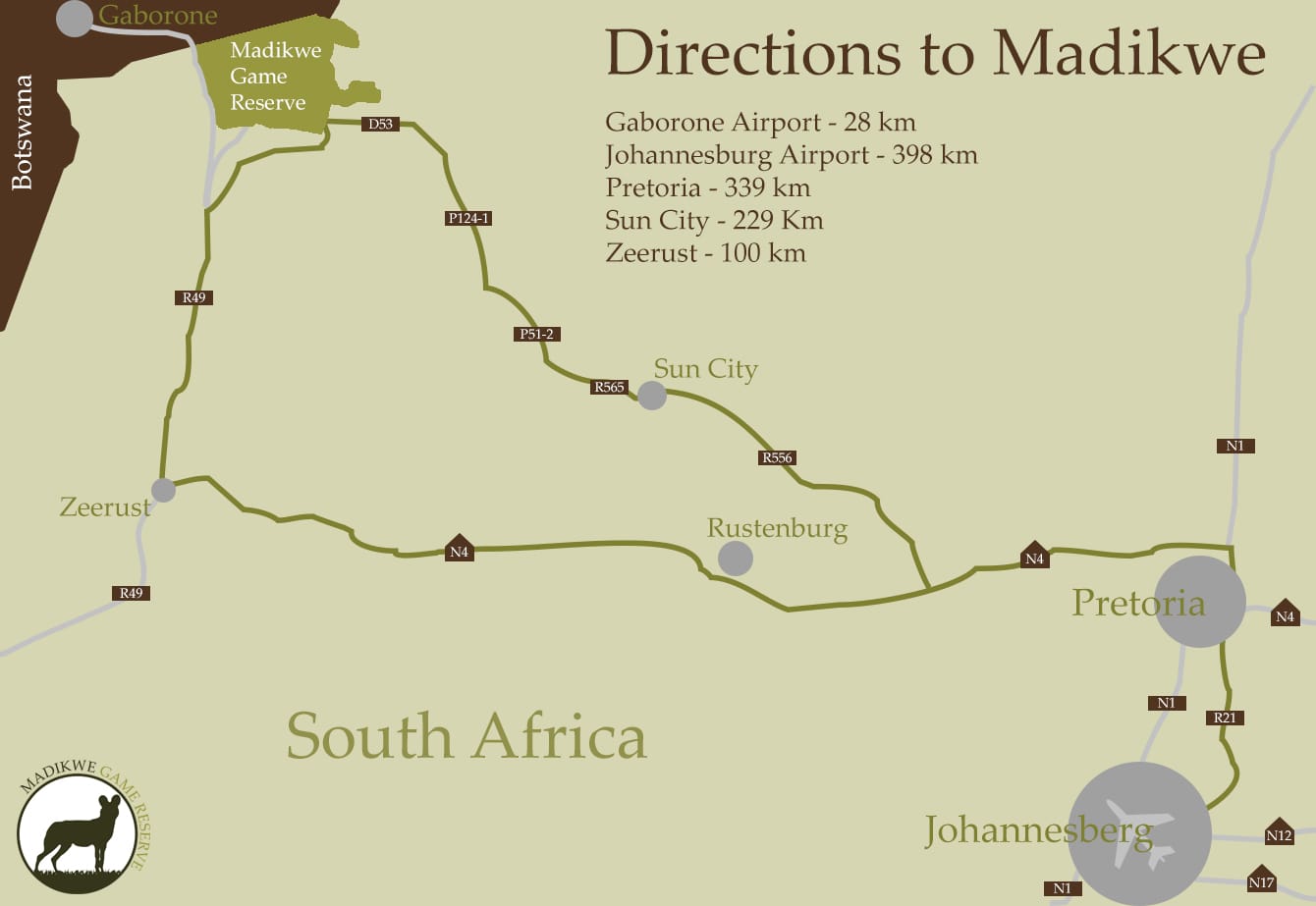 madikwe safari lodge directions